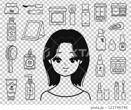 婦女與化妝用品線描圖解集 123746746