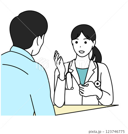 女性医師が患者に説明するイラスト 女性医師が患者に説明するイラスト 123746775