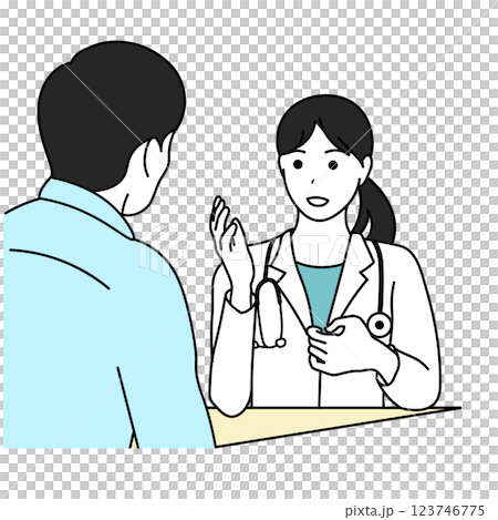 女性医師が患者に説明するイラスト 女性医師が患者に説明するイラスト 123746775