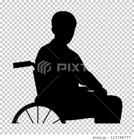 坐在輪椅上的一名男子的輪廓插圖 123746777