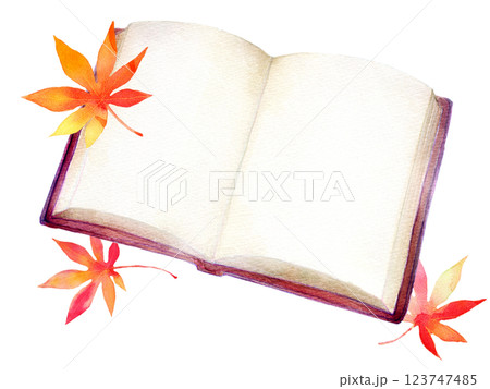 水彩イラスト　秋の読書イメージ 123747485