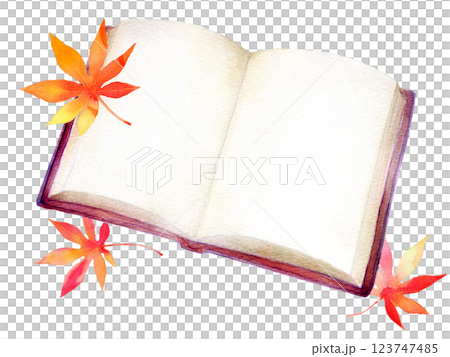 水彩イラスト　秋の読書イメージ 123747485