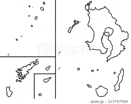 少しゆるい白い鹿児島県地図 九州 123747569