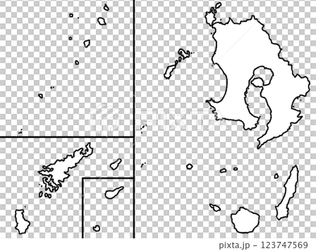 鹿兒島縣九州的略顯鬆散的白色地圖 123747569