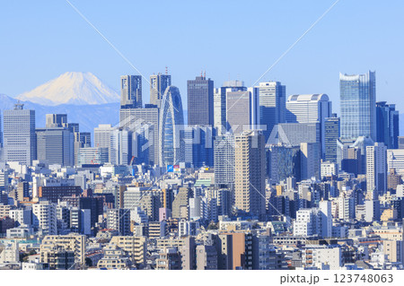 富士山と東京(新宿)の都市景観とのコラボレーション 123748063
