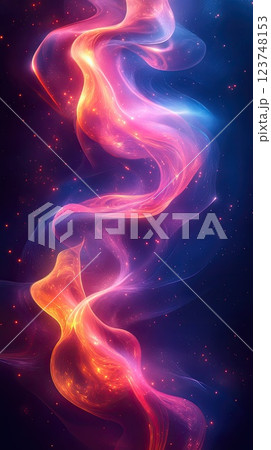 Vibrant swirling colors create mesmerizing abstract patterns in a dark cosmic backdrop 123748153