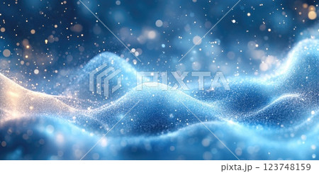 Dazzling blue waves shimmer under soft light in an ethereal underwater landscape 123748159