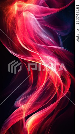 Colorful swirling abstract design with vibrant red and purple hues on a dark background 123748161