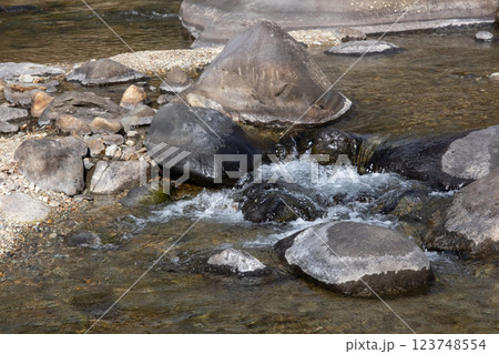 冬の栃木県那珂川上流の風景 123748554