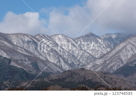 雪をかぶった那須連山の風景 123748585