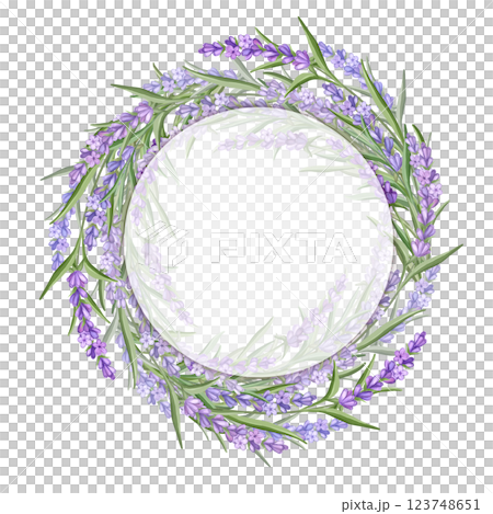 Lavender frame. Delicate floral bouquet. Spring summer banner template. Lavender frame. Delicate floral bouquet. Spring summer banner template. 123748651