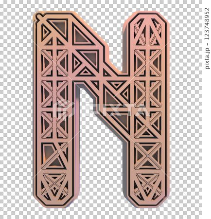 3D rendered illustration. Decorative pink letter. Art lettering. 3D rendered illustration. Decorative pink letter. Art lettering. 123748952