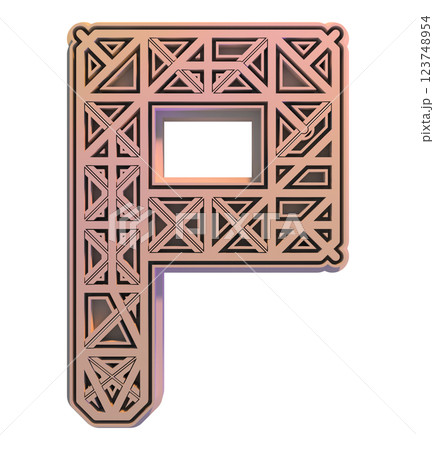 3D rendered illustration. Decorative pink letter. Art lettering. 123748954