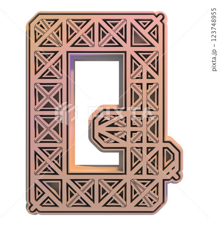 3D rendered illustration. Decorative pink letter. Art lettering. 123748955