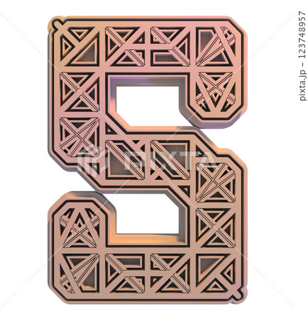 3D rendered illustration. Decorative pink letter. Art lettering. 3D rendered illustration. Decorative pink letter. Art lettering. 123748957
