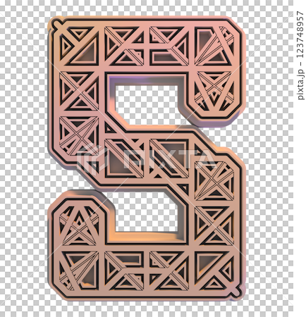 3D rendered illustration. Decorative pink letter. Art lettering. 3D rendered illustration. Decorative pink letter. Art lettering. 123748957