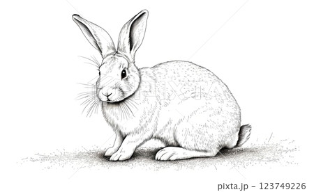 繊細な線画のうさぎ 123749226