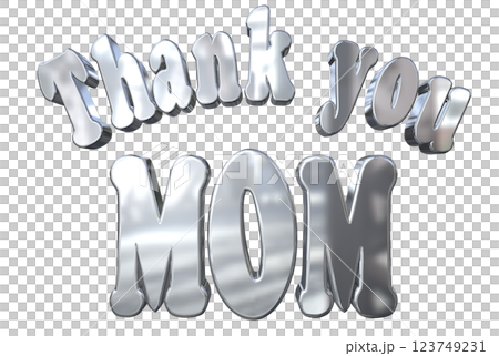 3DCG文字「Thank you MOM」母の日 シルバー,銀 3DCG文字「Thank you MOM」母の日 シルバー,銀 123749231