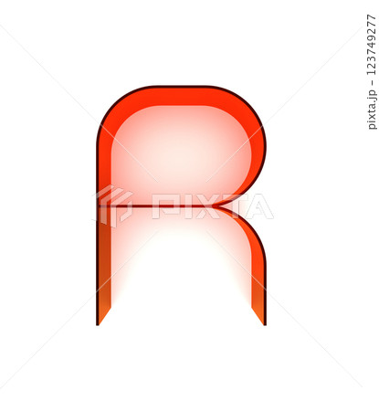 3D rendered illustration. Decorative thin letter. Art font lettering. 123749277