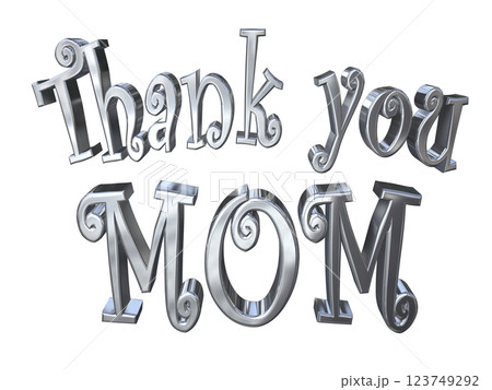 3DCG文字「Thank you MOM」母の日　シルバー,銀 123749292