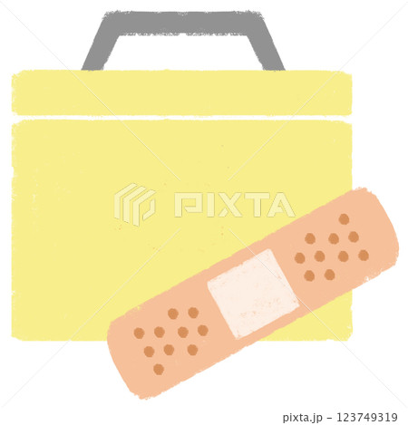 シンプルイラスト　クレヨンタッチ　救急箱 123749319