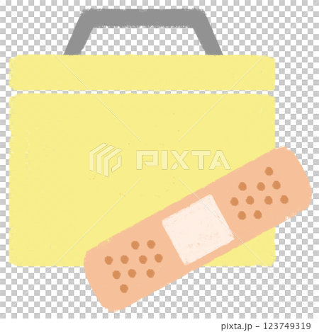 シンプルイラスト　クレヨンタッチ　救急箱 123749319