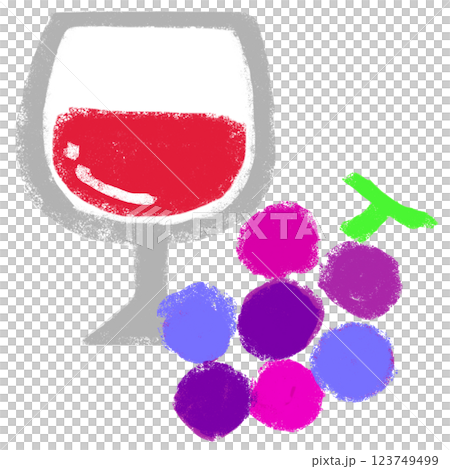 美味しそうなワイン　シンプルイラスト　クレヨンタッチ 123749499