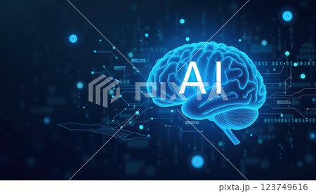 Futuristic artificial intelligence concept brain AI 123749616