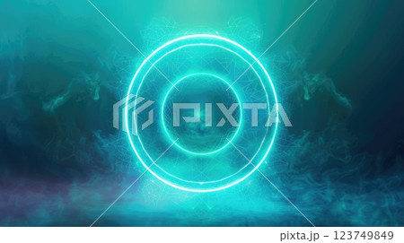 A blue circle with a green glow surrounding it 123749849