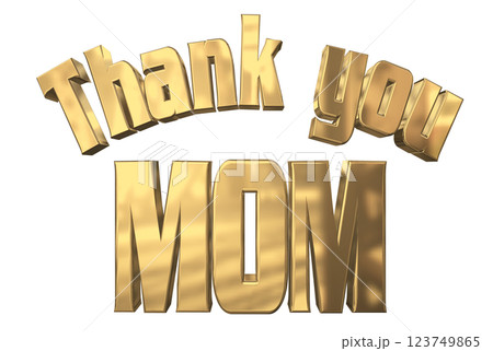 3DCG文字「Thank you MOM」母の日　ゴールド,金 123749865