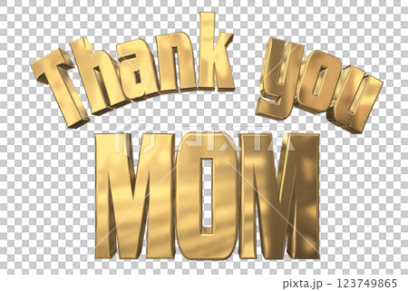 3DCG文字「Thank you MOM」母の日　ゴールド,金 123749865