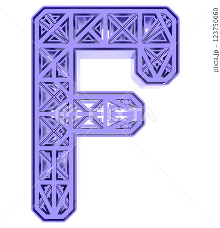 3D rendered illustration. Decorative blue letter. Art lettering. 123750060