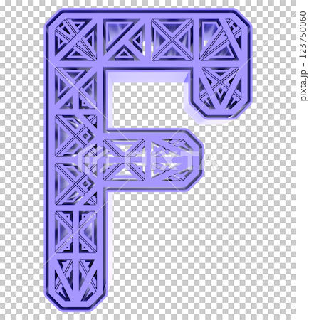 3D rendered illustration. Decorative blue letter. Art lettering. 123750060