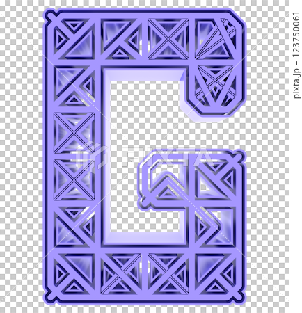 3D rendered illustration. Decorative blue letter. Art lettering. 123750061