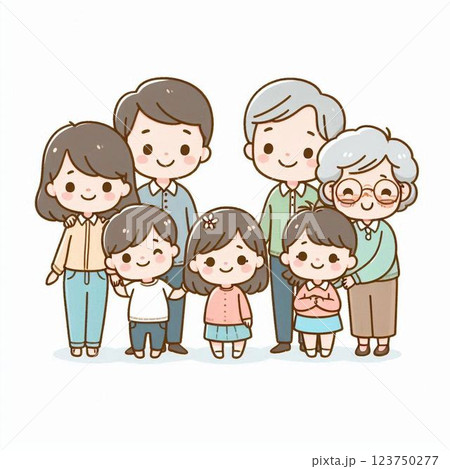 家族七人の集合写真 123750277