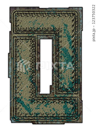 3D rendered illustration. Decorative grunge letter. Art font lettering. 123750322