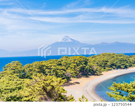 【静岡県】西伊豆戸田・御浜岬越しに富士山 【静岡県】西伊豆戸田・御浜岬越しに富士山 123750544