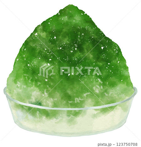 ガラスの器に入った、ふわふわの宇治抹茶のかき氷1杯 123750708