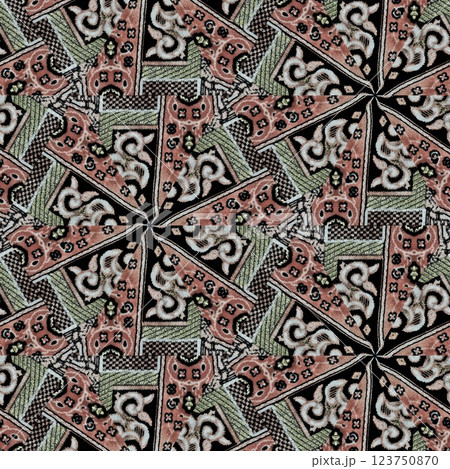 Modern geometric floral design for textile, floor tiles, digital paper print. Persian carpet design with tribal texture. Traditional Turkish pattern for throw pillow, rug, carpet, and fabric printing Modern geometric floral design for textile, floor tiles, digital paper print. Persian carpet design with tribal texture. Traditional Turkish pattern for throw pillow, rug, carpet, and fabric printing 123750870