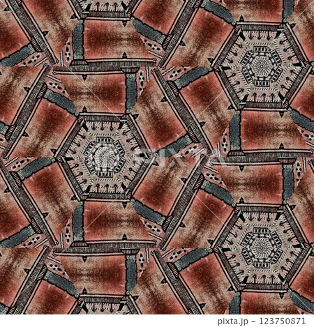 Modern geometric floral design for textile, floor tiles, digital paper print. Persian carpet design with tribal texture. Traditional Turkish pattern for throw pillow, rug, carpet, and fabric printing 123750871
