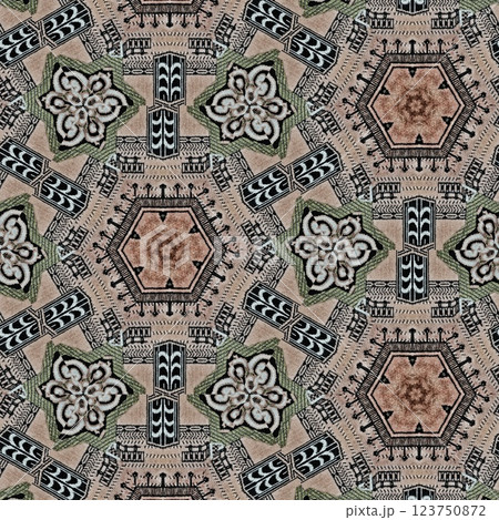 Modern geometric floral design for textile, floor tiles, digital paper print. Persian carpet design with tribal texture. Traditional Turkish pattern for throw pillow, rug, carpet, and fabric printing 123750872