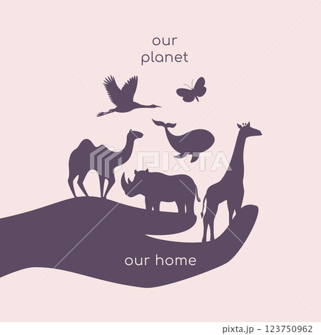 animals on the palm of hand 123750962