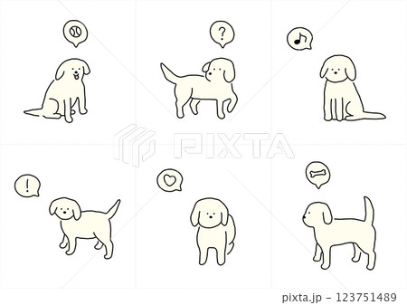 シンプルな犬の手描きイラストセット2 シンプルな犬の手描きイラストセット2 123751489