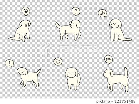 シンプルな犬の手描きイラストセット2 シンプルな犬の手描きイラストセット2 123751489