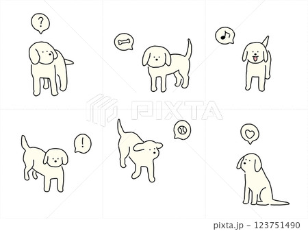 シンプルな犬の手描きイラストセット3 シンプルな犬の手描きイラストセット3 123751490