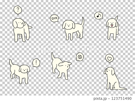 シンプルな犬の手描きイラストセット3 シンプルな犬の手描きイラストセット3 123751490