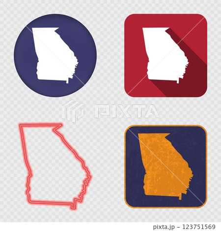 Georgia State Map Icons Collection Georgia State Map Icons Collection 123751569