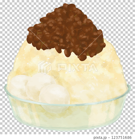 玻璃碗裝牛奶金時刨冰(米粉糰+紅豆餡) 玻璃碗裝牛奶金時刨冰(米粉糰+紅豆餡) 123751686