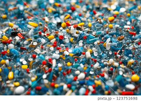 たくさんのマイクロプラスチックのゴミ 123751698
