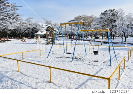 開成山公園　雪の風景 123752184